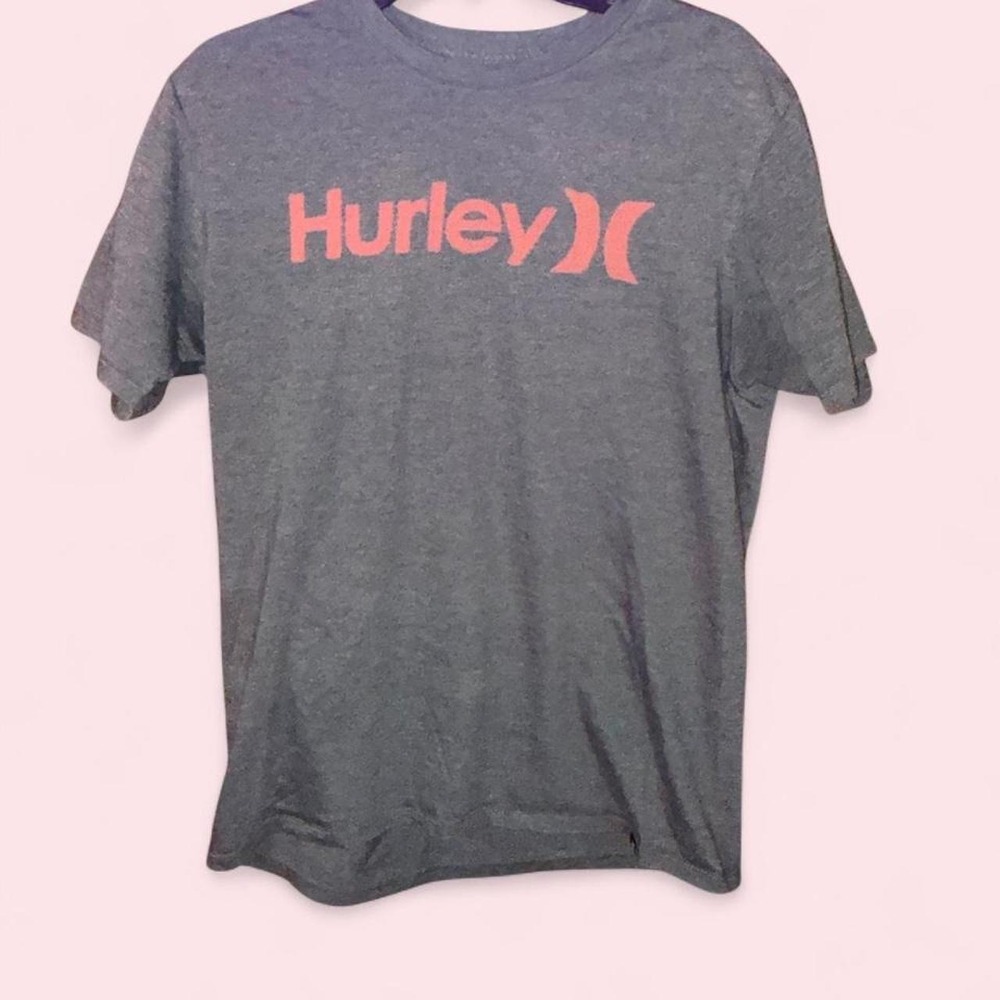 Hurley Mens Heather Gray Red Logo T-Shirt Medium Surf Skate Tee MTS-0006-26